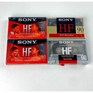 NEW Lot of 4 Sony HF 90 & 60 Minute Blank Audio Cassette Tapes High Fidelity F20